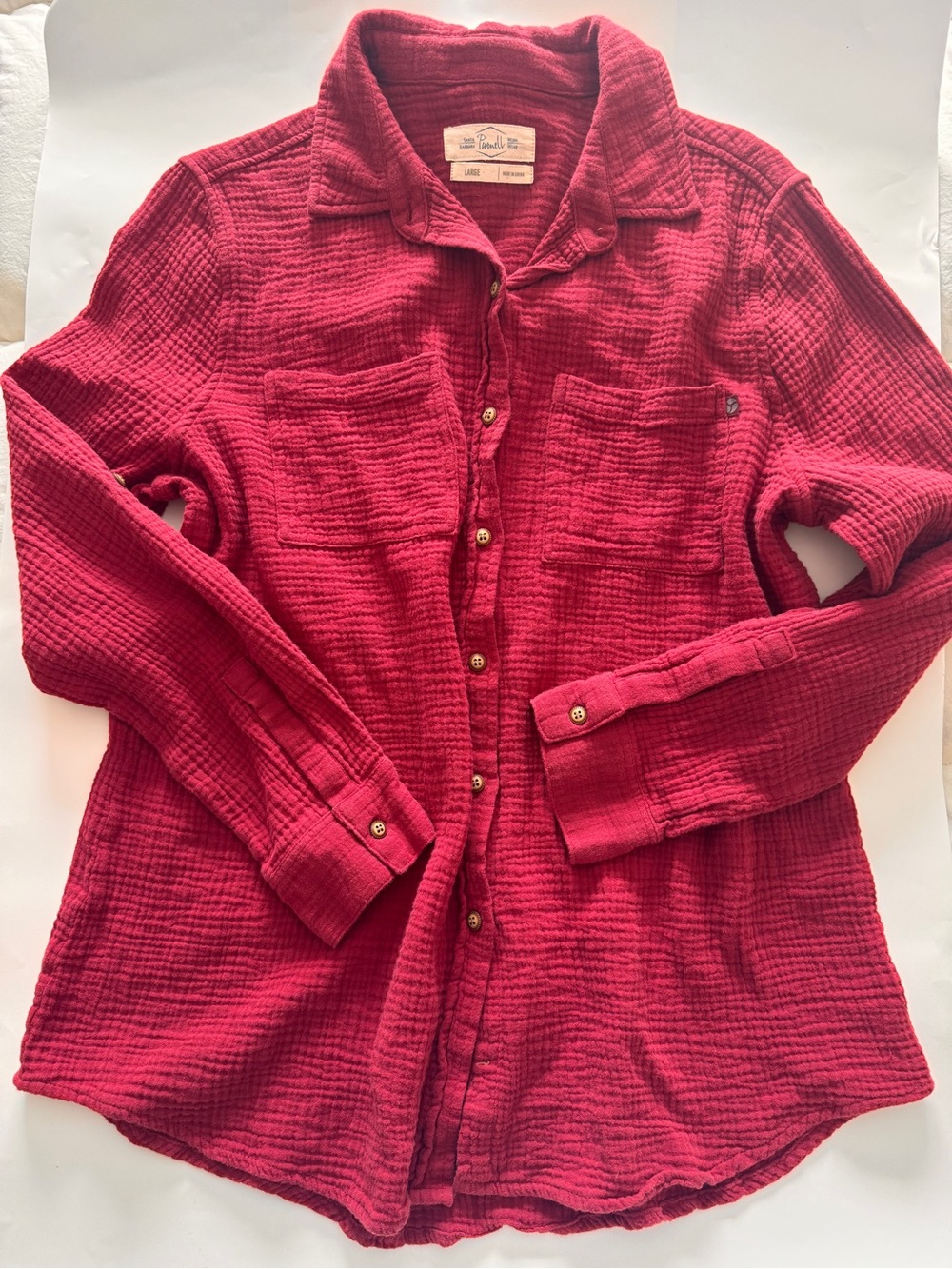 Purnell Santa Barbara Gauze Cotton Sleeve Shirt Top L